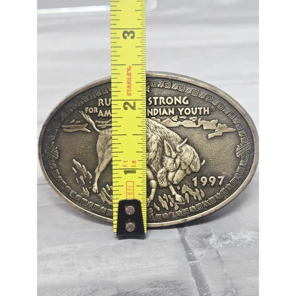 Buffalo Bison American Indian Youth Native American Brass Belt Buckle‎